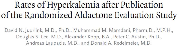 Increased Rate of Hospitalization in HF Patients on MRAs after the publication of Randomized Aldactone
