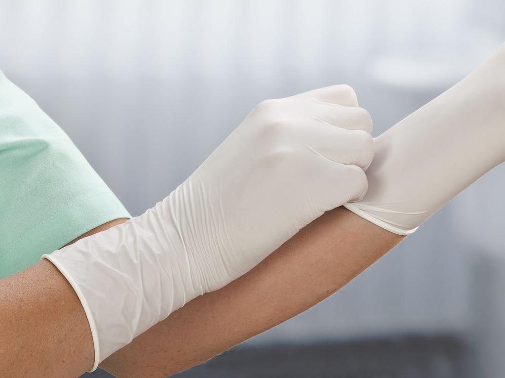 Examination and Protective Gloves Nitrile Ambidextrous extended cuff NON-sterile Vasco Nitril semilong white examination and protective gloves Medical examination gloves with extra long cuffs provide