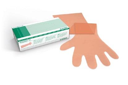 for large animals, non-sterile arm-length: 90 cm wall thickness: 22 µm transparent orange one-size-fits-all 100 6075100 Manuplast Vet shoulder PE Gloves gloves for large