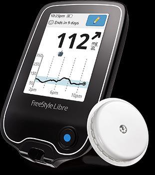 ABBOTT FREESTYLE LIBRE Requires prescription Records every 15 mins for 10 day use Display- current glucose,