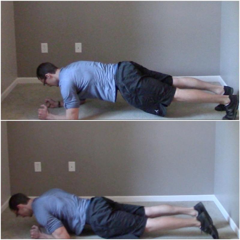 Planks 1. Place your elbows on the floor with hands going straightforward. 2. Place your feet on the floor as though you were to perform a push-up. 3.