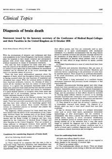 Diagnosis of brain stem death 1976 37 years on 2008 Dr Dale Gardiner Adult Intensive Care