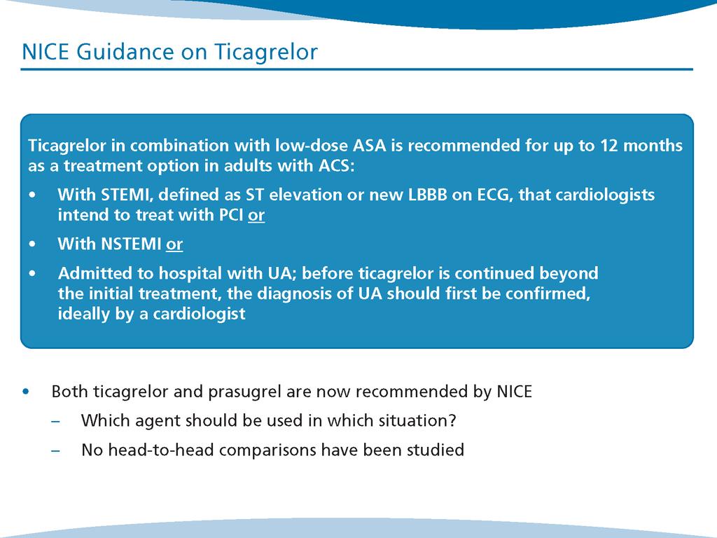 Presentation 3 ECG: electrocardiogram; LBBB: left bundle branch block. NICE technology appraisals 236. http://www.nice.org.uk/guidance/ta236. Accessed December 9, 2014. Dr.