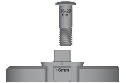 The longer provisional lock down screw should be used with CPS TASP construct thicknesses from 16mm - 20mm (Fig. 9a & 9b). The CPS Articular Surface Implants do not require a lock down screw.