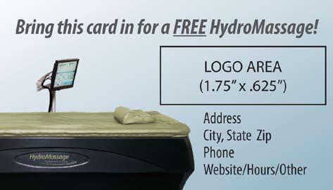 Session Cards Free Experience Cards These cards are used to offer free HydroMassage trials to existing and potential