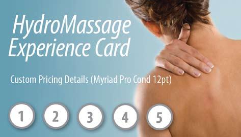cards are used to sell HydroMassage multiple session packages.