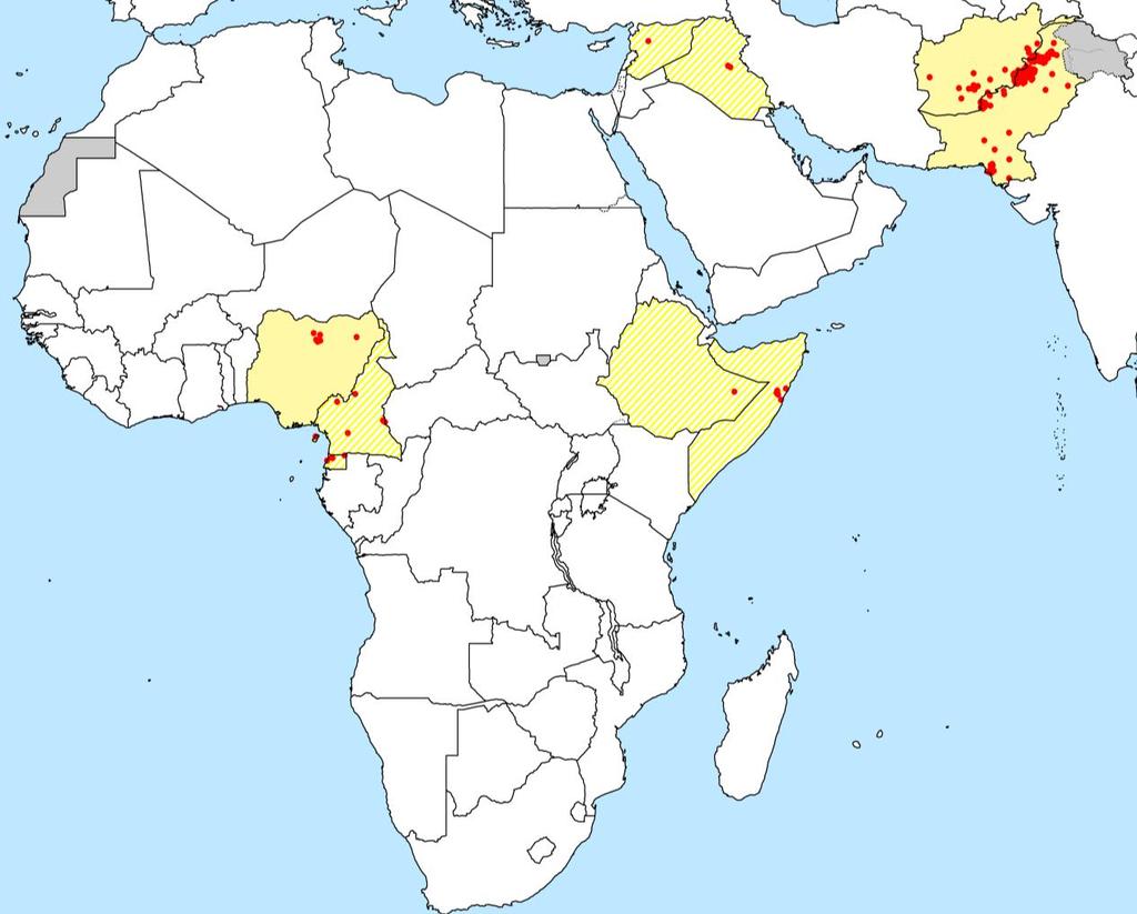 Wild Poliovirus type 1 Cases, 2014 306 Exportations in 2013