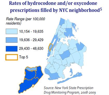 by NYC neighborhood Rates of unintentional opioid pain reliever overdose deaths by NYC neighborhood *Paone D, Bradley O Brien D, Shah S, Heller D.
