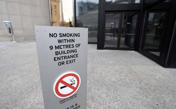 Preventing Exposure to Secondhand Smoke / Aerosol Products Establish more smoke-free spaces Amend the Smoke-Free Ontario Act to prohibit smoking of tobacco, shisha and cannabis: within a 9-metre