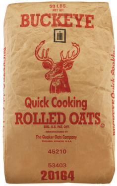 BUCKEYE QUICK OATS 50 lbs. Serving Size 1/2 cup dry (40 g) Servings Per Container see table Cereal Alone With 1/2 cup of Vit.