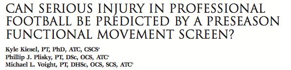 FMS and Injury Risk FMS and Injury Risk In NFL Athletes One NFL team for one season Average FMS score = 16.9 Difference in scores between those who were injured vs. not injured (14.3 vs. 17.