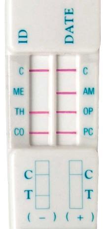 Interpreting Test Results: Negative Results For each drug test, two (2) colored bands should be observed in the test result window; one band at the control region (C) and a band at the specific drug