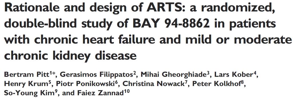 ARTS: BAY 94-8862 in patients with HF-REF Patients with HF-REF and mild/moderate CKD (Part A/B) 4