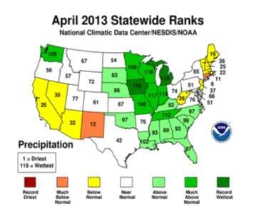 The early season: 2013 Many soybean production states experienced a top ten cold