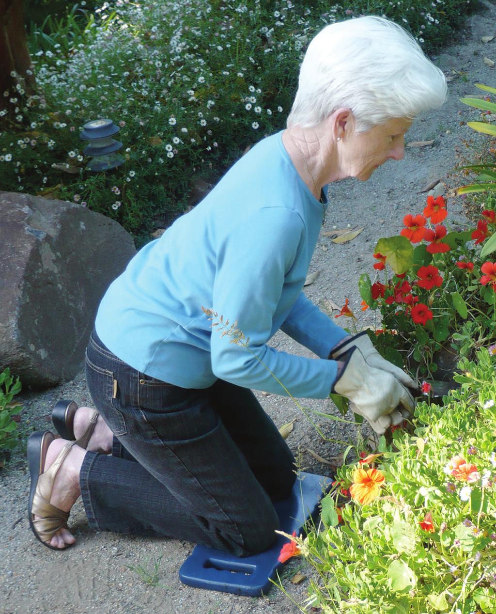 Gardening Use a pad or sit on a small stool to garden.