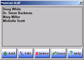 Maintaining Staff Select Admin»Maintain Staff to add, edit, or delete staff members as shown in Figure 19.