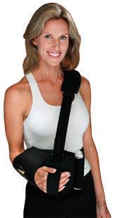 accommodate large casts and dressings; customized fitting and adjustment features on front and back; and a padded strap with easy-touch closure.