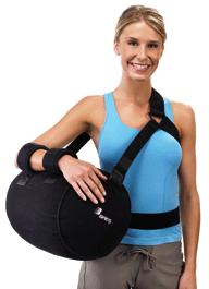 Quick release shoulder and waist strap buckles make this product easy to apply. Includes exercise ball to stimulate circulation.  Three sizes.