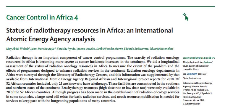 Radiation resources in Africa