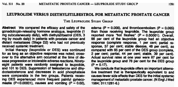 Low-income management decisions Metastatic disease BO Ketoconazole Diethystilbestrol