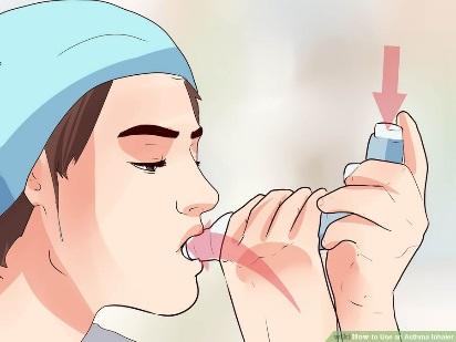 Squeeze the inhaler nce then breathe in the medicatin slwly and deeply.