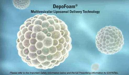 Liposomal-bupivacaine = EXPAREL DepoFoam technology: multivesicular liposomes slow release over days Dose?