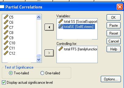 Select Analyze the menu Click on Correlate, then on Partial Move two continuous variables (e.