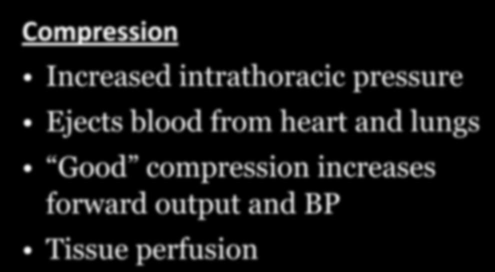 Compression Increased intrathoracic pressure Ejects blood from heart and