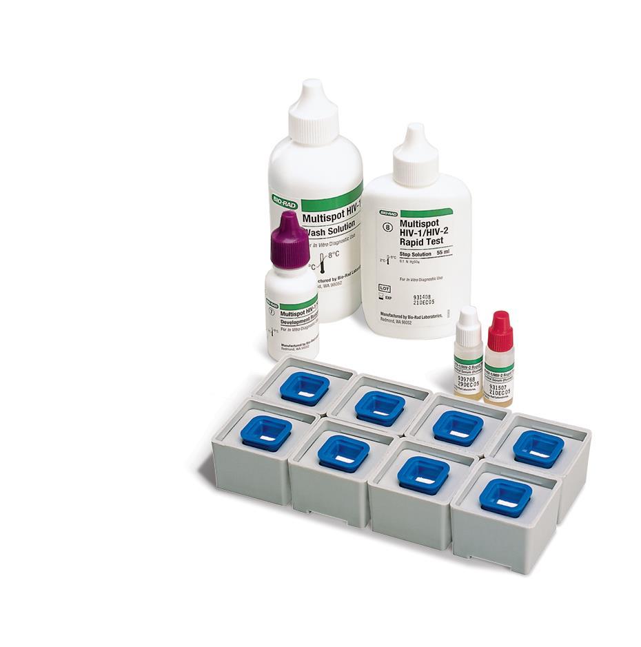Bio-Rad Multispot HIV-1/HIV-2 Rapid Test Multispot HIV-1/HIV-2 Rapid Test cubes and reagents for differentiation of HIV-1 and HIV-2 antibodies