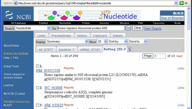 RefSeq are the database entries that have been most carefully reviewed by NCBI. There are still more than 100 entries. Some of these will be genes for ribosomal proteins.