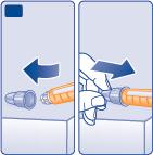 L Lead the needle tip into the outer needle cap on a flat surface. Do not touch the needle or the cap.