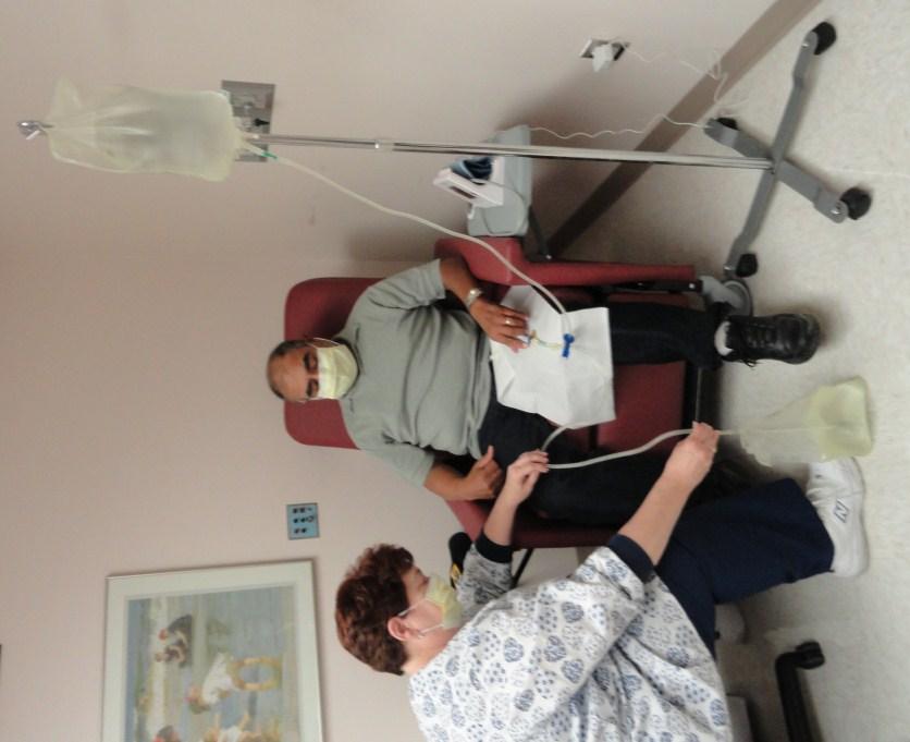 Treatment Options Part 1 Peritoneal Dialysis West-Pavilion home dialysis nurse Gail Zatirka training Mr. Zuniga.
