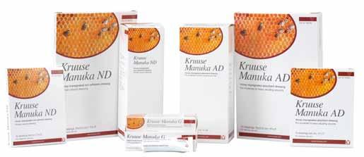 5% chlorhexidine, saline or balanced electrolyte solution will reduce contamination further. Dressing Selection: Kruuse Manuka Honey is ideally suited for wound type.