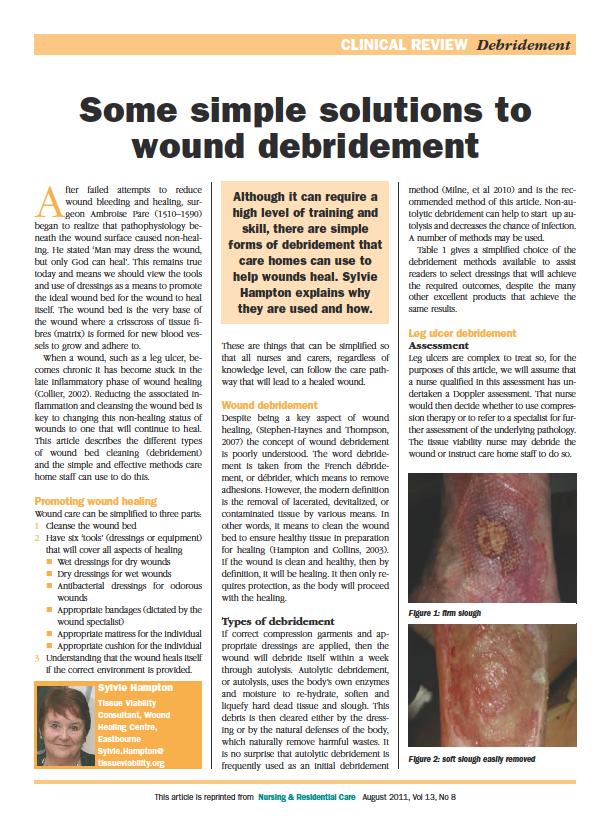 debridement in wound management in the community nursing homes Debrisoft is