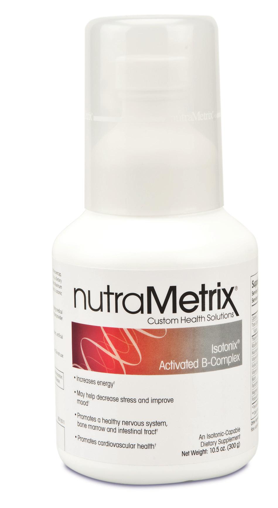 nutrametrix Isotonix Advanced B-Complex Increases energy Promotes a healthy nervous system, bone marrow and intestinal tract Promotes cardiovascular health May help decrease stress and improve mood