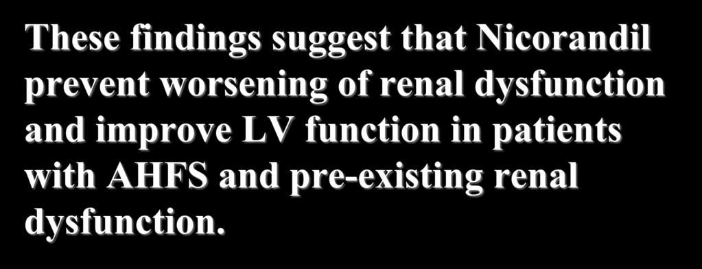 Conclusion These findings suggest that Nicorandil prevent worsening of renal