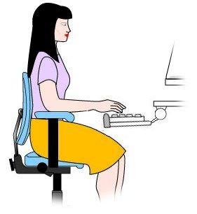 If your chair has armrests, adjust the height so that your elbows are lightly resting on top of