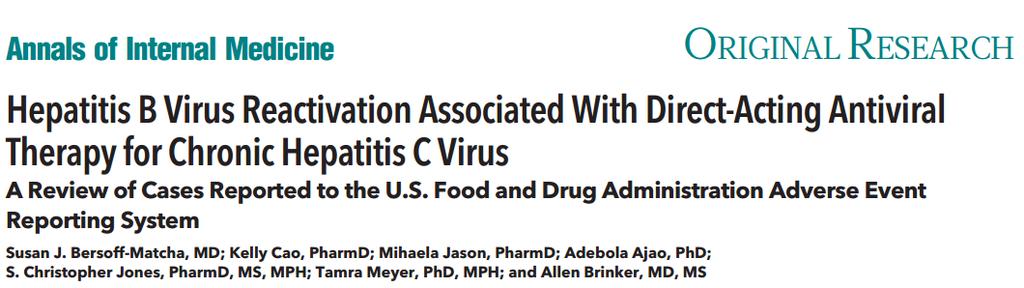 with DAA therapy Reactivation of HBV usually occurred 4 to 8 weeks after DAA initiation