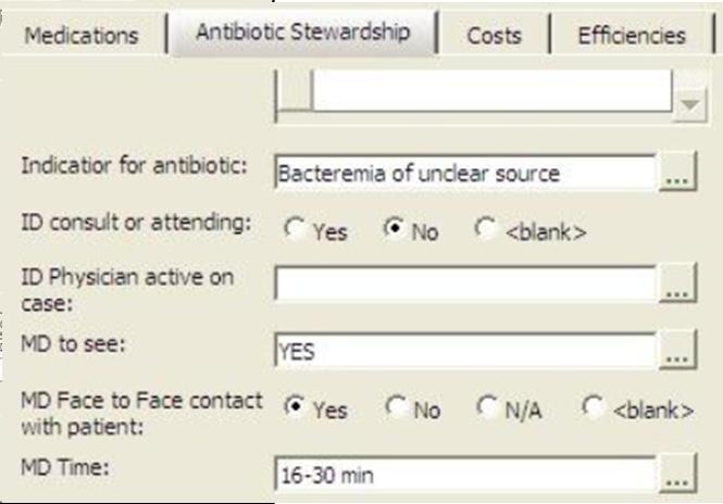 Administration of broad spectrum antibiotics where narrow spectrum agents are equally effective. Prescription of antibacterial therapy courses that are longer than necessary.