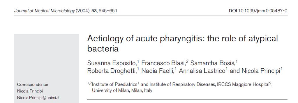 127 children with acute pharyngitis, various respiratory viruses mainly adenoviruses and respiratory syncytial viruses were the most common