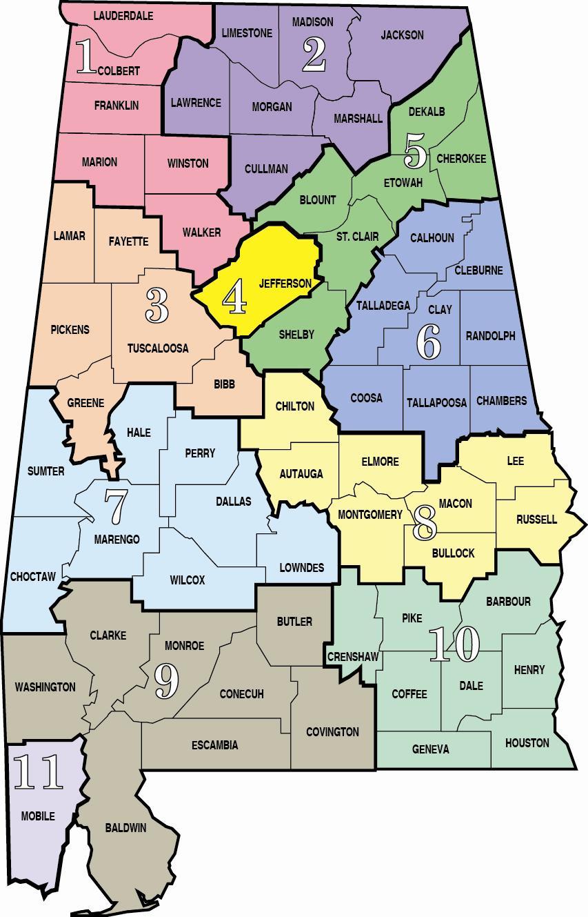 Figure 39: Map of Alabama Counties by Public Health