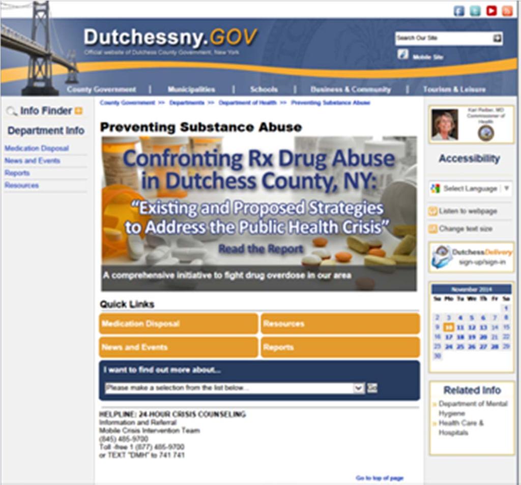 DUTCHESS COUNTY SUBSTANCE ABUSE WEBPAGE http://www.co.