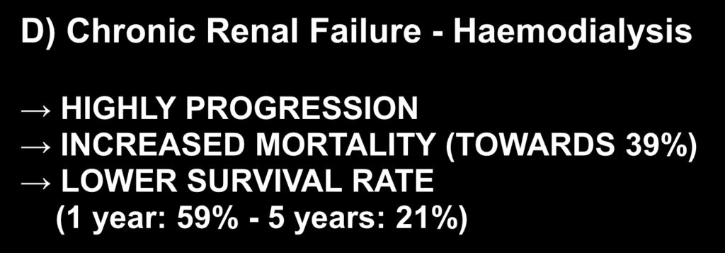 RATE OF PROGRESSION D) Chronic Renal Failure - Haemodialysis