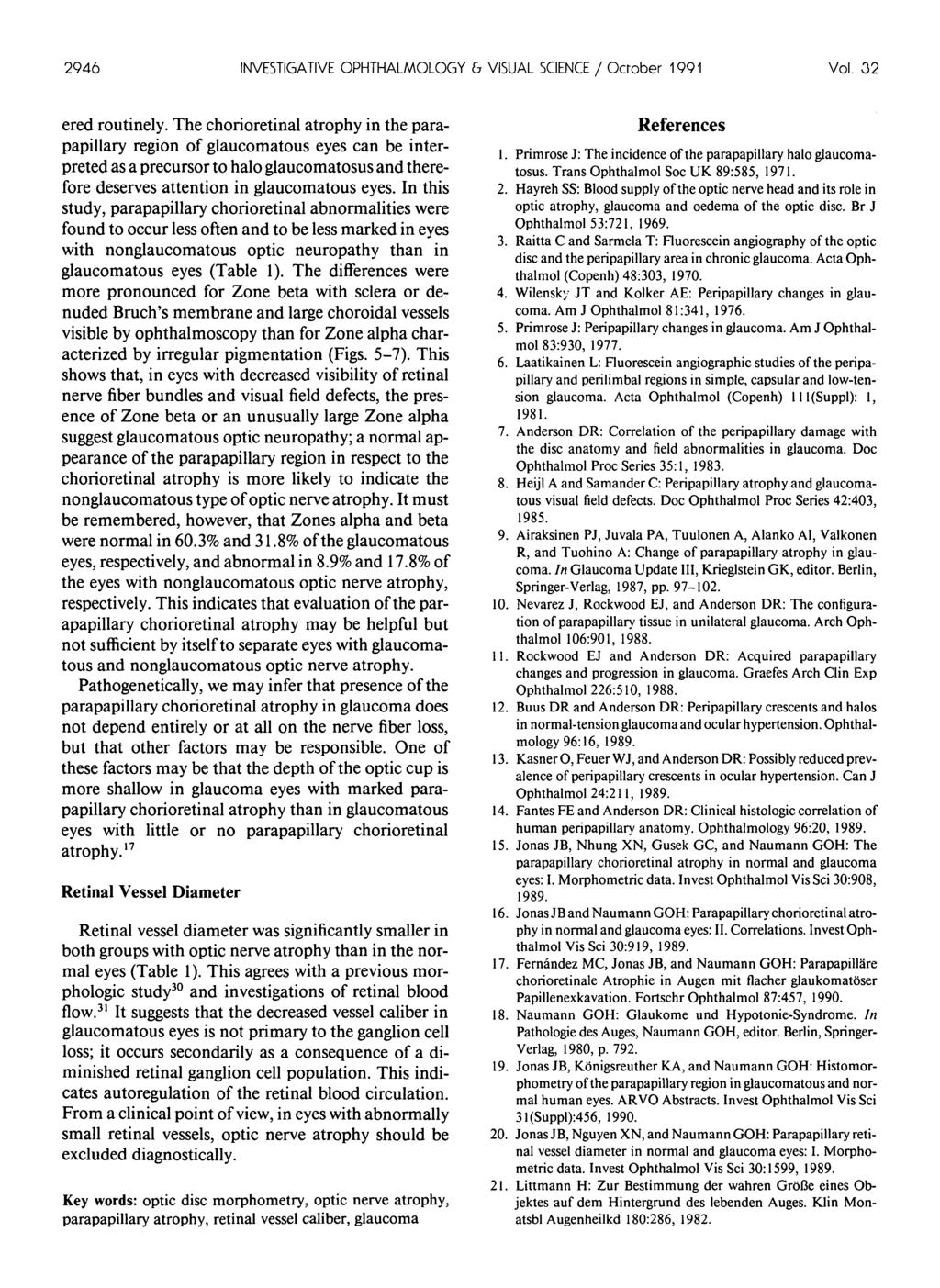 2946 INVESTIGATIVE OPHTHALMOLOGY & VISUAL SCIENCE / October 1991 Vol. 02 ered routinely.