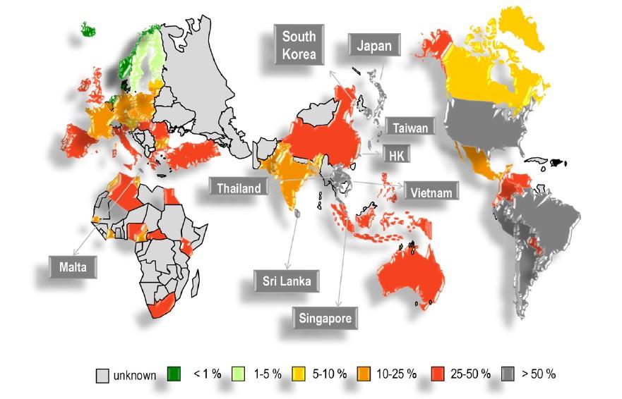 (Stefania,et al,2012) Worldwide prevalence of