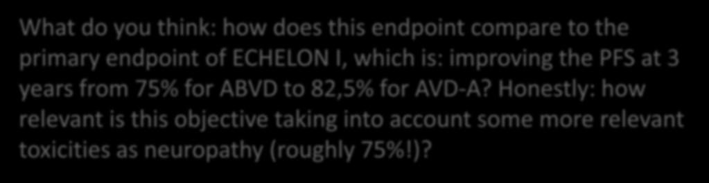endpoint compare to the primary endpoint of ECHELON I, which is: improving the PFS at 3