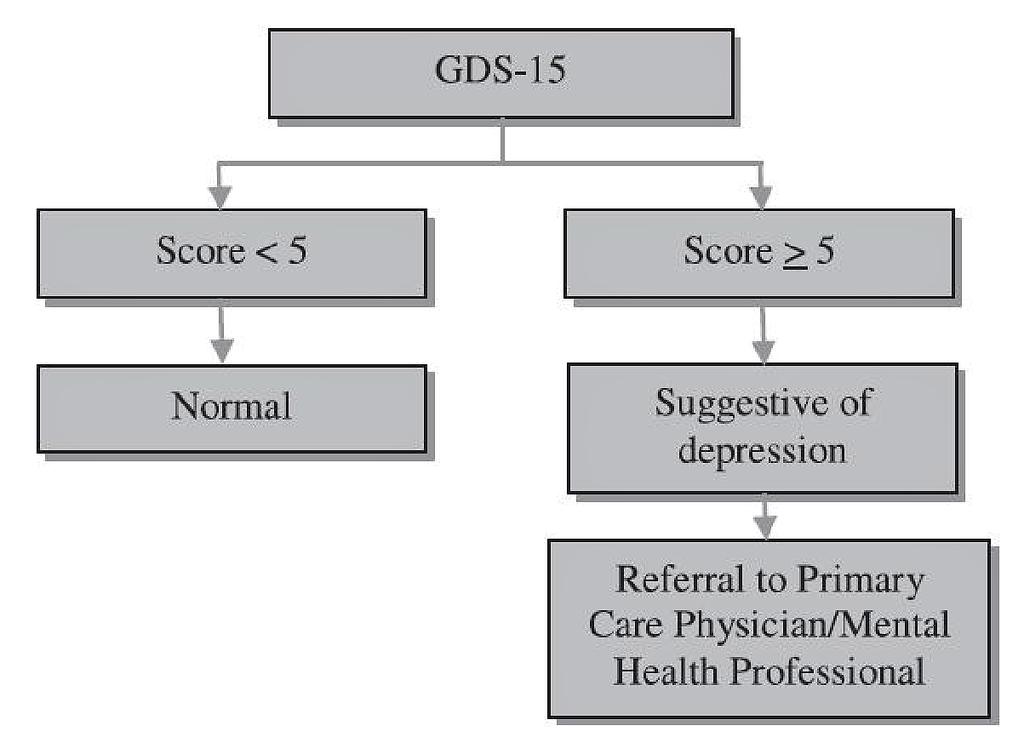 + Suggested algorithm for depression screening Mood Community-dwelling older adults should be screened for depression (pg 32).
