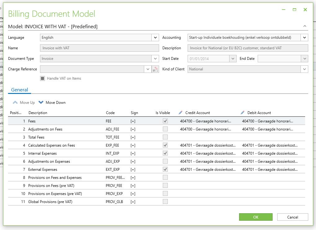 The core of the accounting system is located in the billing tab of the configuration screen.