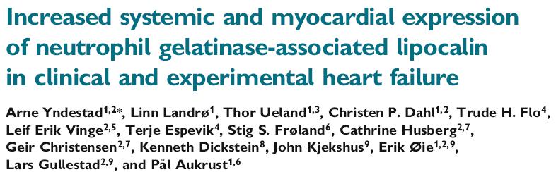 236 patients with acute post-mi HF NGAL correlated with Nt-proBNP R=0.