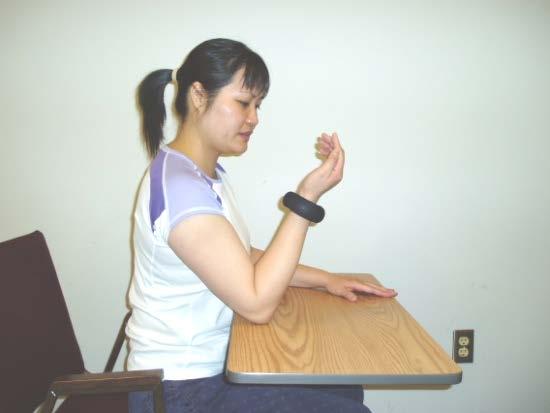 Elbow Exercises Put the weight around your weaker wrist. Place your hand, palm up, on the table Move your hand towards your shoulder for a count of 3.